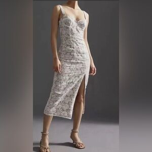 Anthropologie Hutch Slim Lace Corset Midi Dress Size 8 NEW NWT ivory